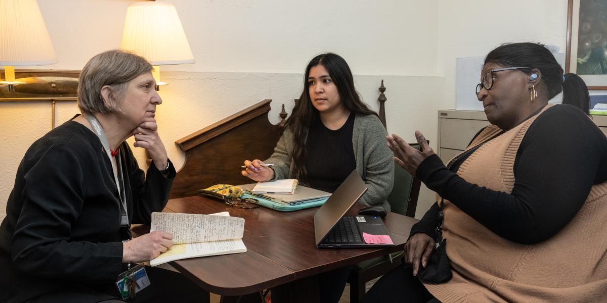 Staff meeting at Interim Housing