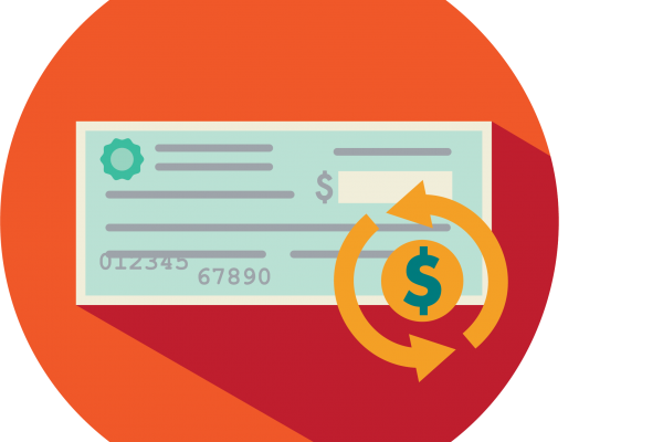 an orange circle with an illustration of a check