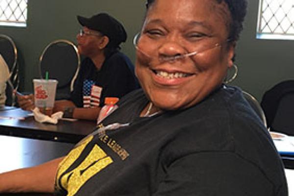 Breathing easier in a place of her own.