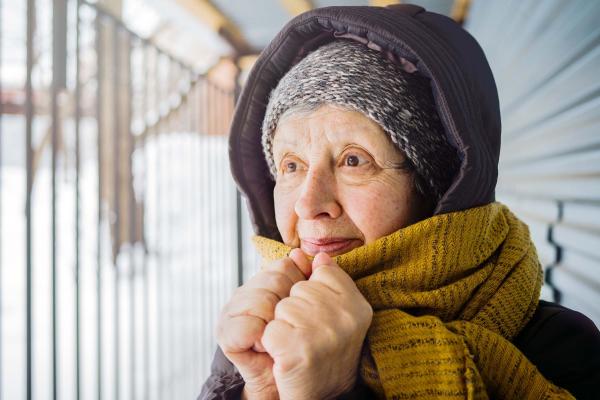 Warming Center Elderly Woman Outside